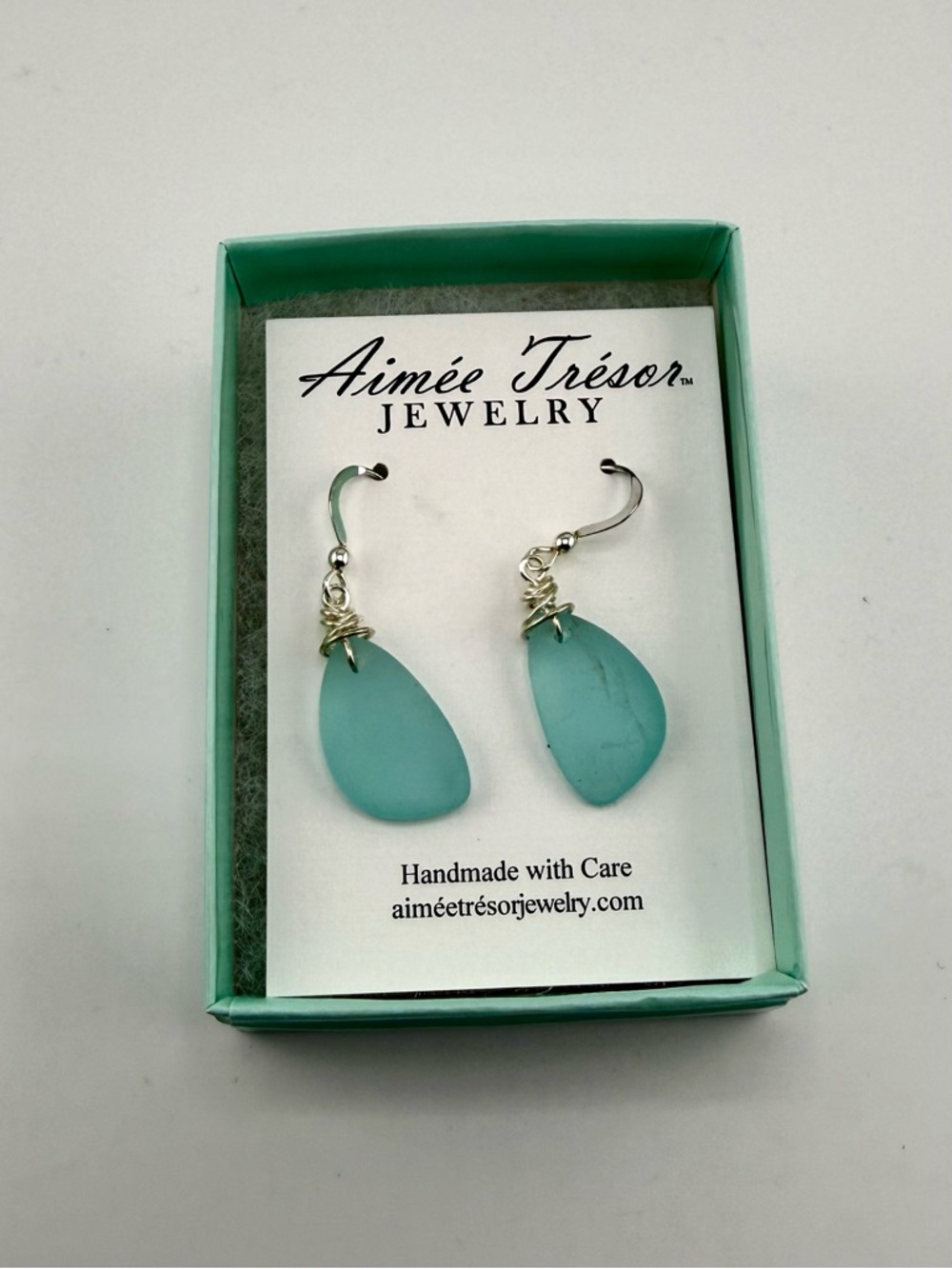 Turquoise Sea Glass Drop Earrings